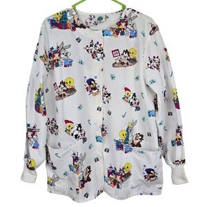 Baby‎ Looney Tunes Christmas Scrub Top Tunic White Multi Character Size Large